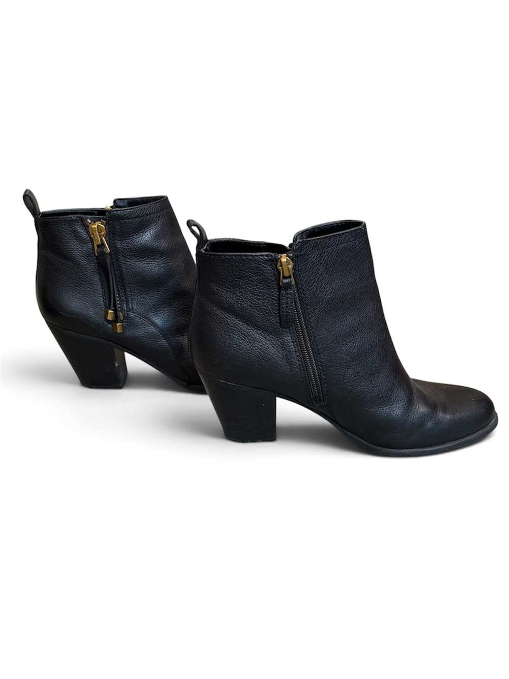 Franco Sarto Black Ankle Booties with Gold Hardware — 8.5